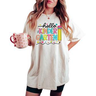 Hello Kindergarten Team Cute Pencil Teacher Back To School Women's Oversized Comfort T-shirt - Thegiftio UK