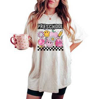 Hello Preschool Team Pre-K Retro Girl Back To School Women's Oversized Comfort T-shirt - Thegiftio UK