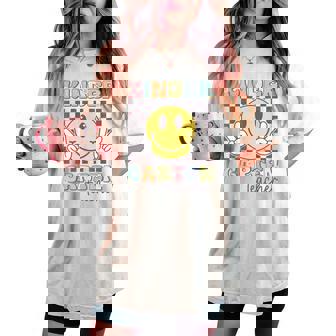 Kindergarten Teacher Team Hippie Smile Face Back To School Women's Oversized Comfort T-shirt | Seseable CA