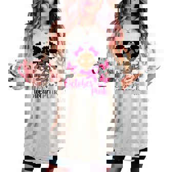 Messy Bun In October We Wear Pink Cute Black Girl Toddlers Women's Oversized Comfort T-shirt - Monsterry