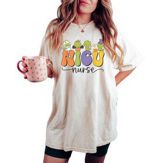 Nicu Nurse Dinosaur Halloween Pumpkin Neonatal Icu Dino Women's Oversized Comfort T-shirt - Thegiftio UK