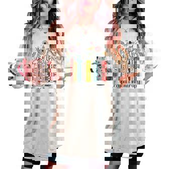 Occupational Therapy Wildflower Book Ot Therapist Assistant Women's Oversized Comfort T-shirt - Thegiftio