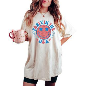 Party In The Usa 4Th Of July Preppy Smile Face Women Women's Oversized Comfort T-shirt - Monsterry AU