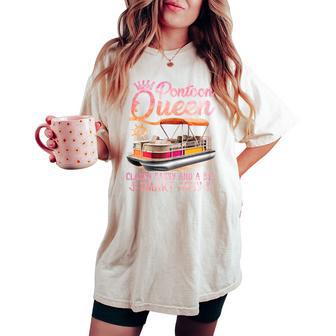 Pontoon Queen Pontoon Boat Party Lake Pontooning Summer Trip Women's Oversized Comfort T-shirt - Thegiftio UK