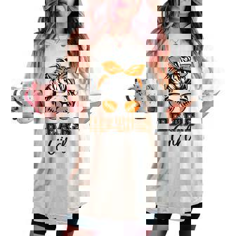 Retro Bears Girl Messy Bun Sports Fan Team Spirit Women's Oversized Comfort T-shirt | Mazezy