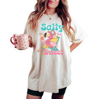 Salty But Sweet Summer Beach Flamingo Summer Vibes Women's Oversized Comfort T-shirt - Monsterry DE