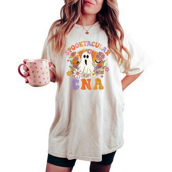 Spooktacular Cna Happy Halloween Spooky Flower Matching Women's Oversized Comfort T-shirt - Thegiftio UK