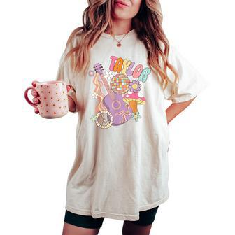 Taylor Personalized Name I Love Taylor Groovy 80'S Women's Oversized Comfort T-shirt - Monsterry