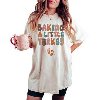 Vintage Growing A Little Turkey Thanksgiving Pregnancy Women's Oversized Comfort T-shirt - Thegiftio UK
