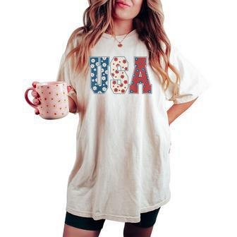 Vintage Retro Usa 4Th Of July Patriotic Daisy Flower Women's Oversized Comfort T-shirt - Monsterry CA
