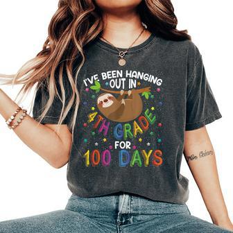 100Th Day Of School Sloth 4Th Grade 100 Days School Women's Oversized Comfort T-Shirt - Monsterry