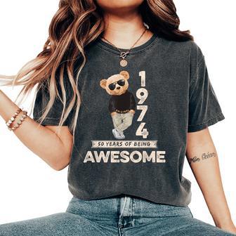 50Th Birthday 1974 Original Awesome Teddy Bear Women's Oversized Comfort T-Shirt - Thegiftio UK