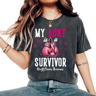 My Aunt Is A Survivor Of Support Breast Cancer Awareness Women's Oversized Comfort T-Shirt - Thegiftio UK