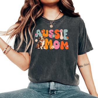 Australian Shepherd Red Tri Groovy Aussie Mom Women's Oversized Comfort T-Shirt - Thegiftio UK