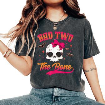 Bad Two The Bone Party Halloween 2 Years Old Birthday Girl Women's Oversized Comfort T-Shirt - Thegiftio UK