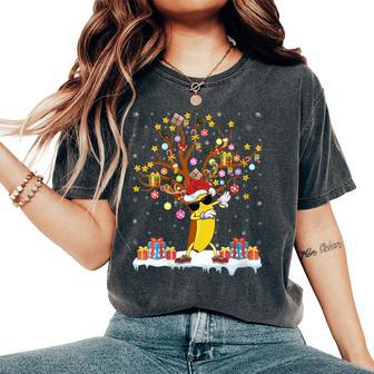Banana Lighting Xmas Tree Banana Dab Christmas Tree Women's Oversized Comfort T-Shirt - Monsterry
