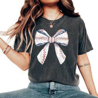 Baseball Mom Coquette Bow Baseball Mama Women's Oversized Comfort T-Shirt - Thegiftio UK