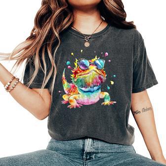 Bearded Dragon Woman Colorful Watercolor Bearded Dragon Women's Oversized Comfort T-Shirt - Thegiftio UK
