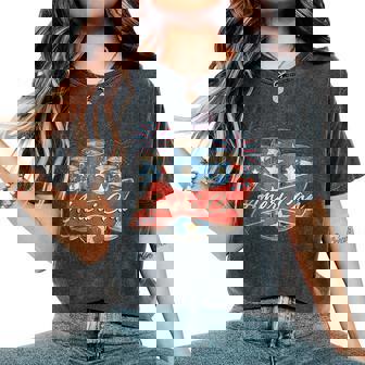 Beer American Flag 4Th Of July Merica Usa Drinking Women's Oversized Comfort T-Shirt | Mazezy