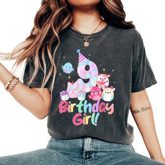 Birthday Girl 9Th Birthday Squish Squad Mallow Girls Women's Oversized Comfort T-Shirt - Thegiftio UK