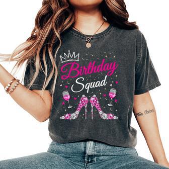 Birthday Squad Diva Squad Crown Hearts High Heel Girls Women's Oversized Comfort T-Shirt - Thegiftio
