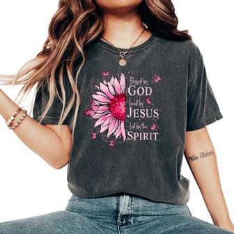 Blessed By God Loved By Jesus Pink Sunflower Women's Oversized Comfort T-Shirt - Thegiftio UK