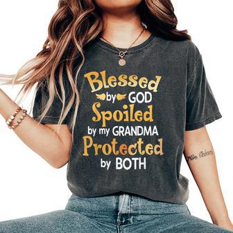 Blessed By God Spoiled By My Grandma Grandson Granddaughter Women's Oversized Comfort T-Shirt - Thegiftio UK