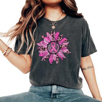 Breast Cancer Awareness Sunflower Pink Girls Warrior Women's Oversized Comfort T-Shirt - Thegiftio UK