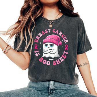 Breast Cancer Is Boo Sheet Retro Halloween Ghost Women Women's Oversized Comfort T-Shirt - Thegiftio UK