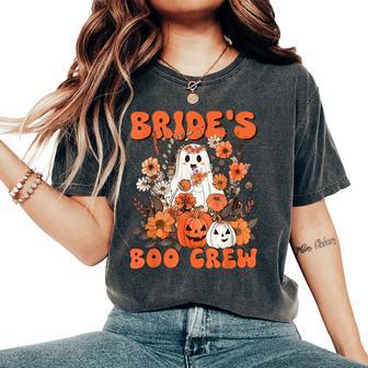 Bride's Boo Crew Floral Ghost Bachelorette Wedding Halloween Women's Oversized Comfort T-Shirt - Thegiftio UK