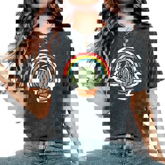 Carino Cactus E Arcobaleno T-shirt comoda oversize da donna - Novitaregali