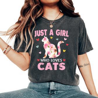 Cat Lover Just A Girl Who Loves Cats Women's Oversized Comfort T-Shirt - Thegiftio UK