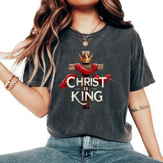 Christ Is King Christian Bible Verse Christian Jesus Lovers Women's Oversized Comfort T-Shirt - Thegiftio UK