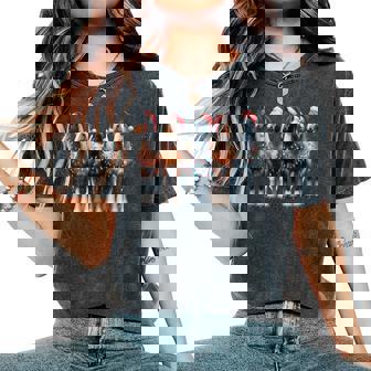 Christmas Horses With Santa Hat Horse Christmas Women's Oversized Comfort T-Shirt | Seseable CA