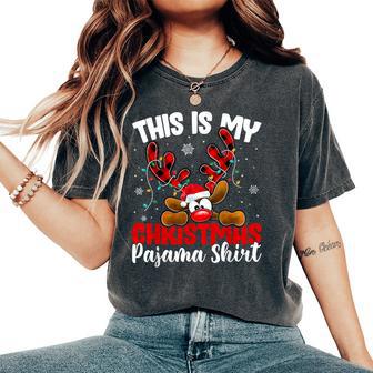 This Is My Christmas Pajama Rudolph Reindeer Kid Women's Oversized Comfort T-Shirt - Thegiftio UK