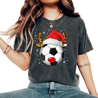Christmas Reindeer Face Soccer Christmas Kid Women's Oversized Comfort T-Shirt - Thegiftio UK