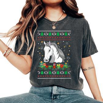 Christmas Sweater Horse Snowman Manger Ornaments Women's Oversized Comfort Colors T-Shirt - Monsterry
