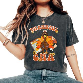 Cna Thankful Turkey Thanksgiving Fall Scrub Top Women's Oversized Comfort T-Shirt - Thegiftio UK