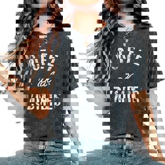 Coffee And Zombies Cute Caffeine Women's Oversized Comfort T-Shirt - Monsterry