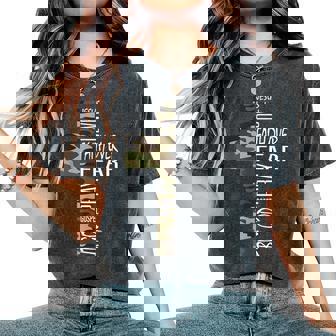 Cool Green Camo Cross Christian Bible Quotes Faith Over Fear Women's Oversized Comfort T-Shirt - Monsterry