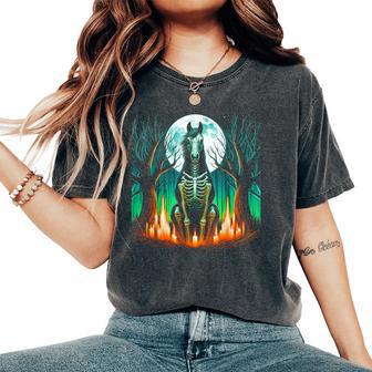 Cool Horse Skeleton Halloween Christmas Birthday Women's Oversized Comfort T-Shirt - Thegiftio UK