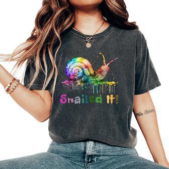 Cool Snail Rainbow Colors Snailed It For Children Women's Oversized Comfort T-Shirt - Thegiftio UK