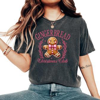 Coquette Bow Pink Gingerbread Christmas Girl Xmas Women's Oversized Comfort T-Shirt - Thegiftio UK