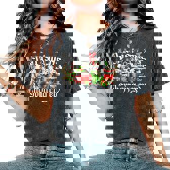 Cute Xmas Sets For Christmas Shopping Crew Women's Oversized Comfort T-Shirt - Monsterry