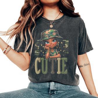 Cutie Loc'd Girl With Camo Hat Locs Black Girl Junenth Women's Oversized Comfort T-Shirt - Thegiftio UK
