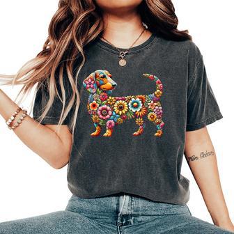 Dachshund Flower Dog Women's Oversized Comfort T-Shirt - Thegiftio UK