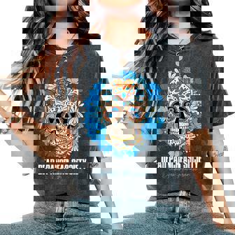 Dead Pancreas Society Diabetes Awareness Floral Sugar Skull Women's Oversized Comfort T-Shirt - Monsterry