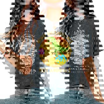 Dinosaur Hunt Morel Mushroom Not Animals Desert Sun Mushroom T-shirt oversize confortable pour femme - Cadeauxyz