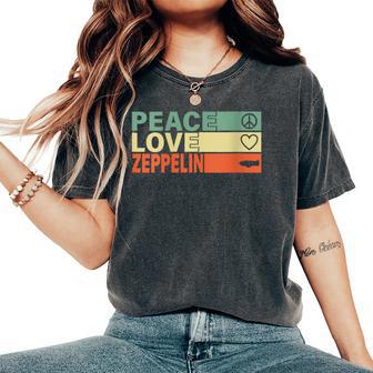 Dirigible Zepelin Love Peace Airship Blimp Zeppelin Women's Oversized Comfort T-Shirt - Thegiftio UK