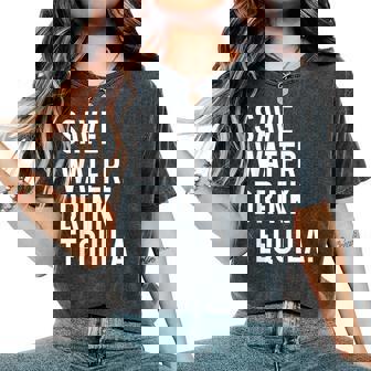 Divertente Divertente Save Water Drink Tequila T-shirt comoda oversize da donna - Novitaregali